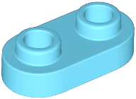 Placa modificada 1x2 arredondada com 2 pinos abertos Medium Azure