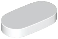 Placa Lisa Redonda Oval 1x2 Branca