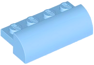 Tijolo 2x4 Modificado com Parte Superior Curvada Azul Clara Brilhante