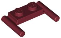 Placa 1x2 com alça na extremidade Dark Red