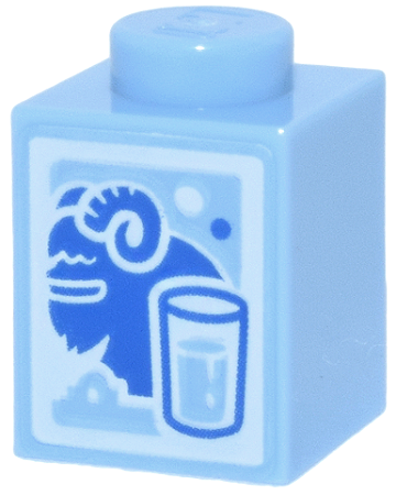 Tijolo 1x1 com desenho de um Bantha e um copo Azul Claro Brilhante