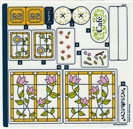 Cartela de adesivos para set 42671 Plant Café & Flower Shop