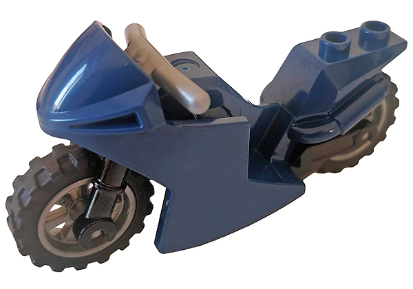 Motocicleta Esportiva Azul Escura com Chassi Preto