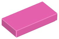 Placa Lisa 1x2 com Ranhura Rosa Escura