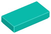 Placa Lisa 1x2 com Ranhura Azul Turquesa
