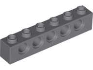 Tijolo Lego Technic 1x6 com Furos Cinza Escuro