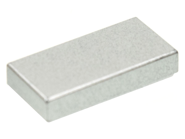 Placa Lisa 1x2 com Ranhura Metallic Silver
