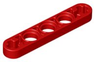 Viga 1x5 fina com furo para Eixo Vermelha