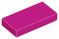 Placa Lisa 1x2 com Ranhura Magenta