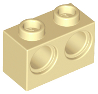 Tijolo Technic 1x2 com dois furos Bege