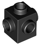 Tijolo Modificado 1x1 com Studs em 4 Lados e no topo Preto