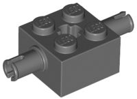 Tijolo Modificado 2x2 com 2 pinos Cinza Escuro