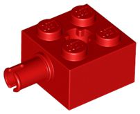 Tijolo modificado 2x2 com pino lateral Vermelho