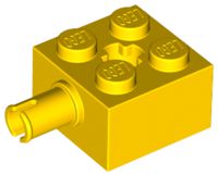 Tijolo modificado 2x2 com pino lateral amarelo