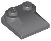Tijolo Modificado 2x2x2/3 com extremidade curva inclinada Cinza Escuro