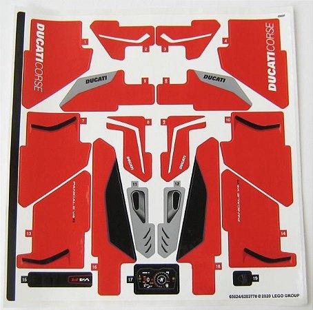 Cartela de Adesivos para o set 42107 Ducati Panigale V4 R