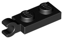 Placa 1x2 com clip horizontal na extremidade Preta