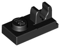 Placa Modificada 1x2 com Grampo na Parte Superior Preto Preta