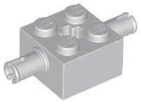 Tijolo Modificado 2x2 com 2 pinos Cinza Claro