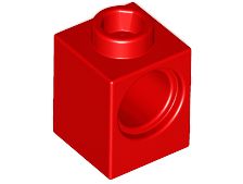 Tijolo Lego Technic 1x1 com Furo para Pino Vermelho