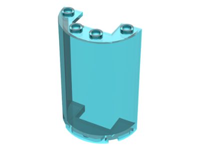 Metade do cilindro 2x4x5 com recorte 1x2 - Translúcido Azul