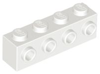 Tijolo modificado 1x4 com 4 Studs laterais Branco
