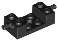Tijolo Modificado 2x4 com suporte de rodas com recorte e orifício 2x2 Preto