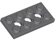Placa Technic 2x4 com 3 furos Cinza Escuro