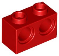 Tijolo Technic 1x2 com furos para pinos Vermelho
