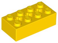 Tijolo Technic 2x4 com furos para eixos Amarelo