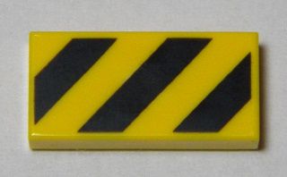 Placa Lisa 1x2 com listras pretas e amarelas de perigo