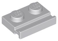 Placa Modificada 1x2 com trilho para porta Cinza Claro