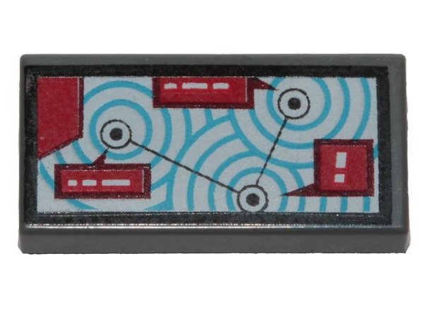 Placa Lisa 1x2 com detalhes de mapa e círculos azuis