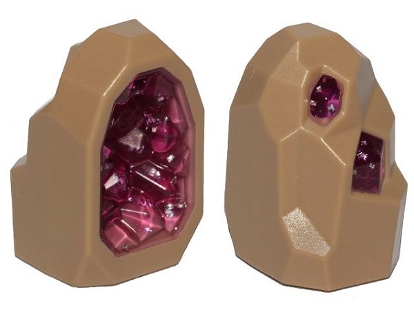 Rocha Tipo Geode Bege Escuro com Padrão Interno de Cristal Rosa