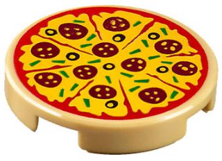 Placa Lisa Redonda 2x2 com desenho de Pizza de Pepperoni