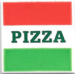 Placa Lisa 2x2 com desenho de pizza