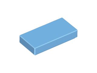 Placa Lisa 1x2 com Ranhura Medium Blue