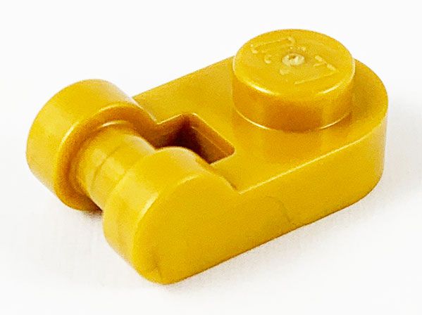 Placa Modificada 1x1 arredondada com alça de barra Dourada Perolada