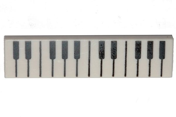 Azulejo 1x4 com desenho de teclado de piano branco