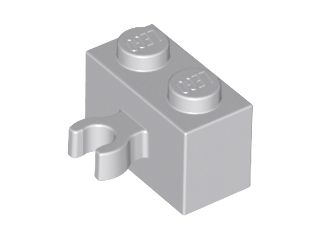 Tijolo Modificado 1x2 com Clip Lateral Cinza Claro