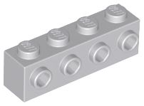 Tijolo modificado 1x4 com 4 studs laterais Cinza Claro