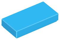 Placa Lisa 1x2 com Ranhura Dark Azure