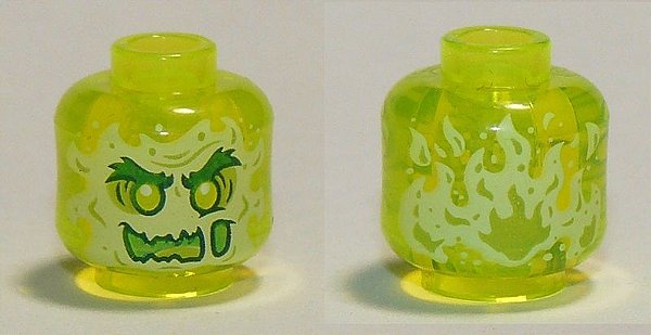Cabeça de Minifigura - Fantasma Alienígena - Translúcida Neon - Verde