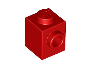 Tijolo Modificado 1x1 Com Furo Lateral Vermelho
