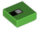 Placa Lisa 1x1 com desenho de olho do Minecraft - Verde Brilhante