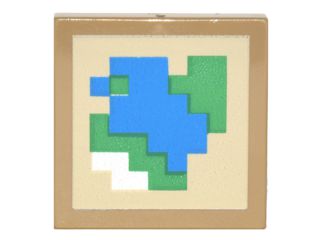 Placa Lisa 2x2 com Mapa do Minecraft Bege Escura