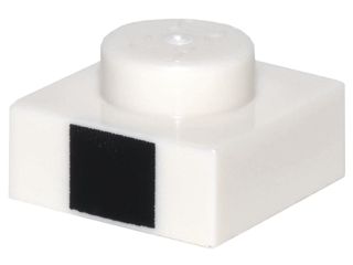 Placa 1x1 com detalhe de quadrado preto - Branca