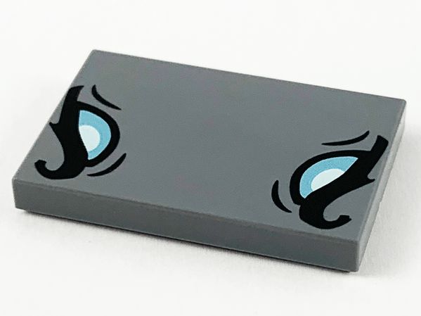 Placa Lisa 2x3 com Olhos de Rinoceronte Cinza Escura