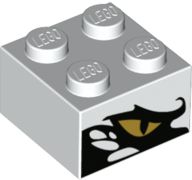 Tijolo 2x2 com padrão de olho de dragão dourado nos dois lados
