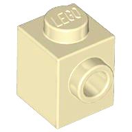 Tijolo Modificado 1x1 Com Furo Lateral Bege